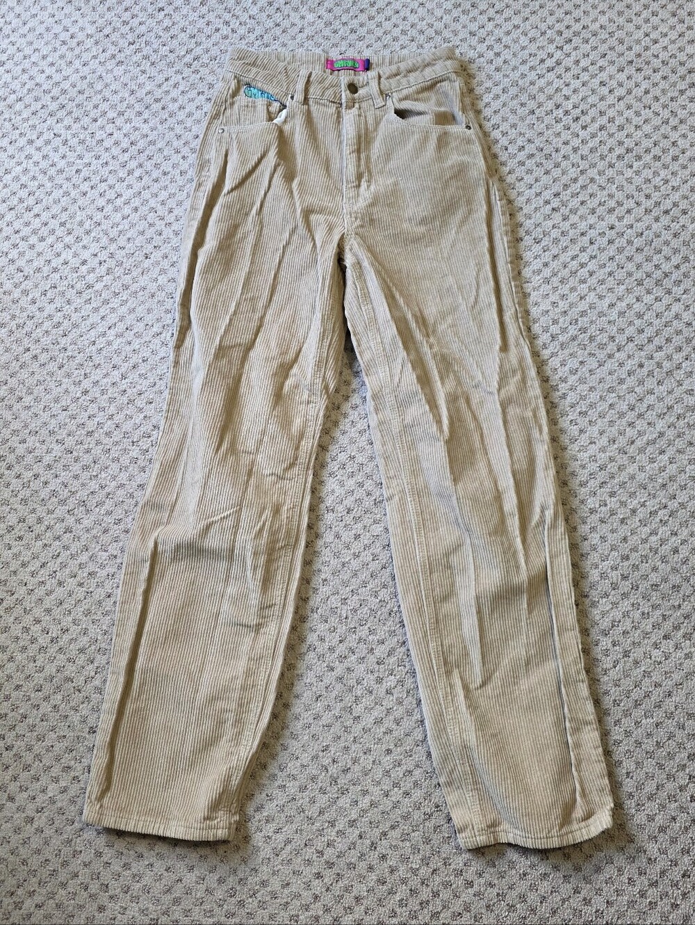 Empyre Tori Corduroy Straight-Leg Pants in Light Beige